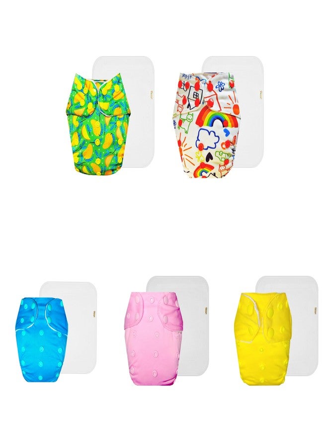 حفاضات قماشية فاخرة من دمبلدو مع حشوة قطنية (عبوة من 5) | مضادة للحساسية | تسمح بمرور الهواء | سريعة الجفاف | تغيير حفاضات بدون قلق | من 3 أشهر إلى 3 سنوات | للجنسين - Image 1