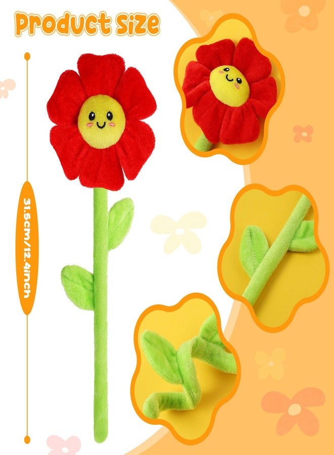 ZJoey 18 Pcs Plush Smile Flower Stuffed Bendable Stems Plush Bouquet Toy Soft Floral 12.6 Inch for Graduation 2025 Mother's Day Valentines Day Girl Girlfriend Wife Family and Friends(Elegant Style) - Image 2