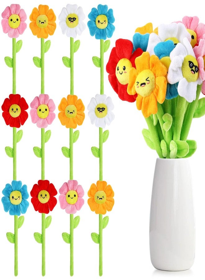 ZJoey 18 Pcs Plush Smile Flower Stuffed Bendable Stems Plush Bouquet Toy Soft Floral 12.6 Inch for Graduation 2025 Mother's Day Valentines Day Girl Girlfriend Wife Family and Friends(Elegant Style) - Image 1