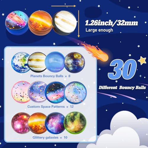 Ecoofor 30 Pack Galaxy Bouncy Balls 32 mm Space Themed Rubber Balls in 30 Styles Bulk Space Party Favors for Kids Goodie Bag Fillers Bag Stuffers Space Toys for Boys and Girls - Image 5