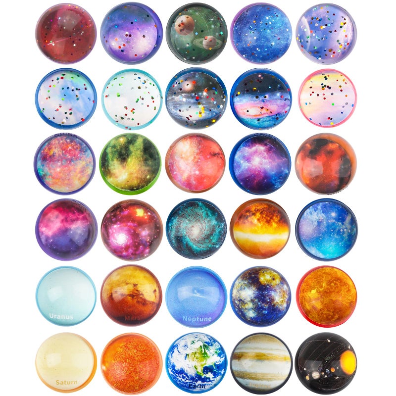 Ecoofor 30 Pack Galaxy Bouncy Balls 32 mm Space Themed Rubber Balls in 30 Styles Bulk Space Party Favors for Kids Goodie Bag Fillers Bag Stuffers Space Toys for Boys and Girls - Image 3