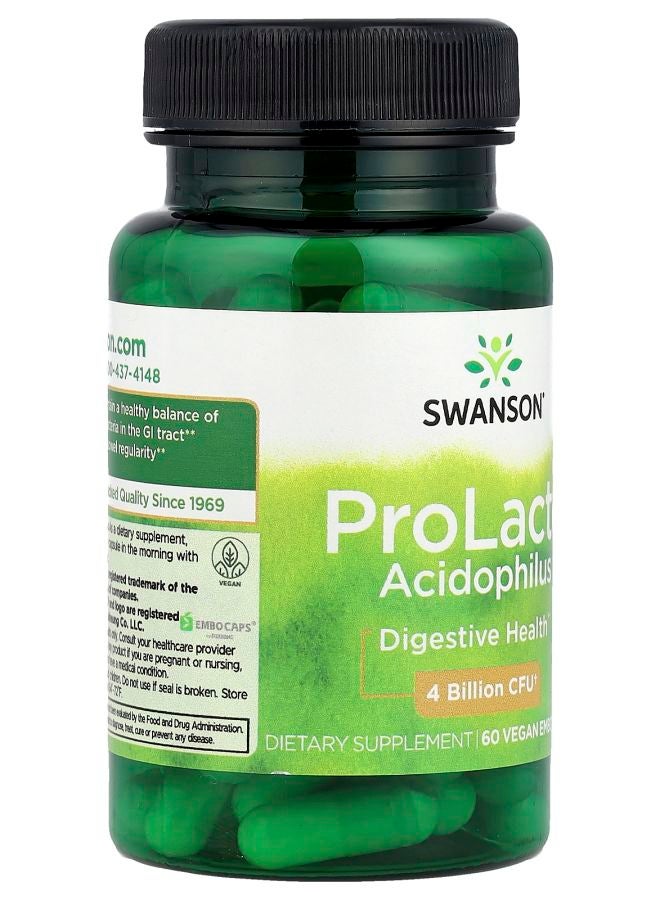 SWANSON ProLacto Acidophilus 4 Billion CFU 60 Vegan EMBO Caps® AP - Image 2