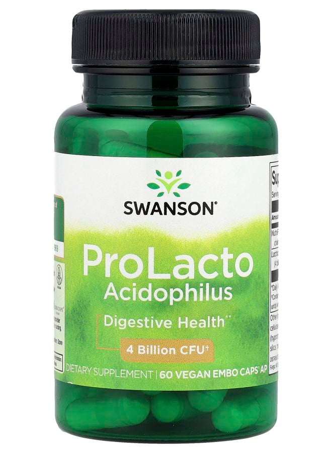 SWANSON ProLacto Acidophilus 4 Billion CFU 60 Vegan EMBO Caps® AP - Image 1