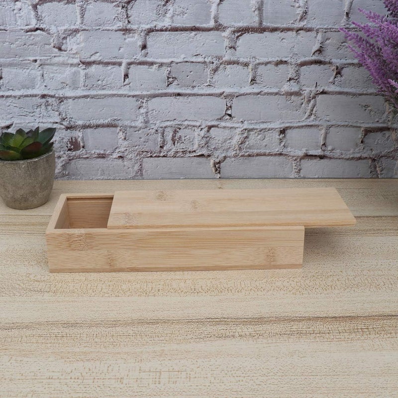 SUPVOX Wooden Pencil Box,Wood Brush Box with Sliding Lid for DIY Artist Tool and Brush Storage -7.4 x 2.8 x 1.2 inches, Rectangle - Image 3