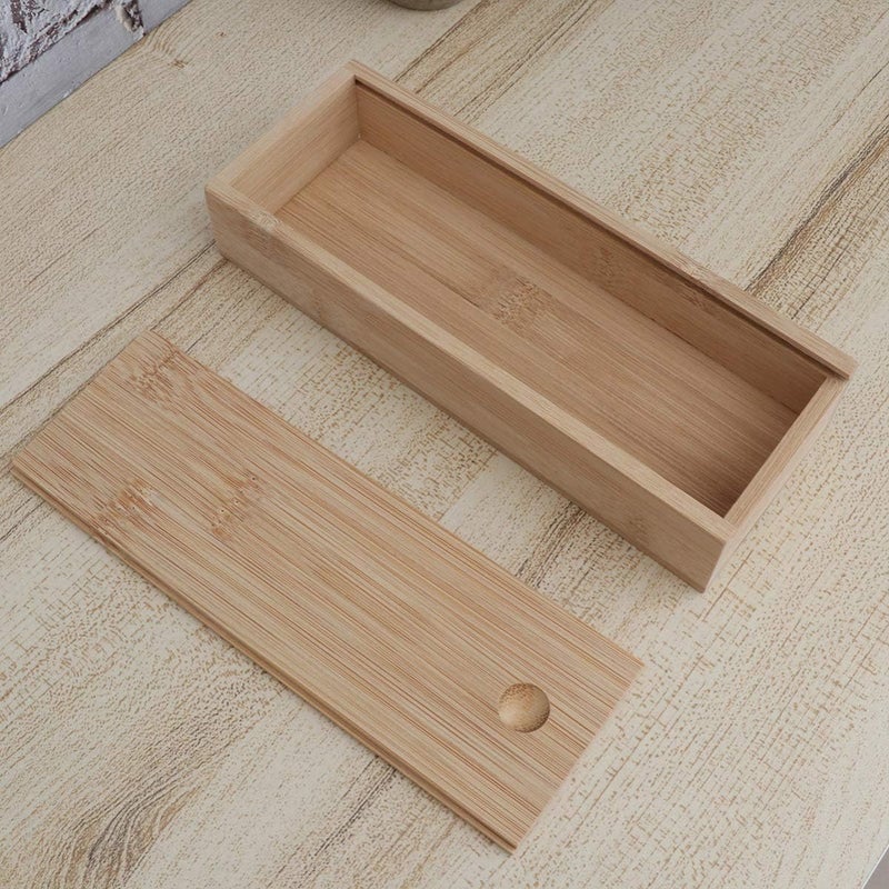 SUPVOX Wooden Pencil Box,Wood Brush Box with Sliding Lid for DIY Artist Tool and Brush Storage -7.4 x 2.8 x 1.2 inches, Rectangle - Image 5