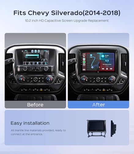 RUICAR 102 Car Radio Stereo for Chevy Silverado 2014 2015 2016 2017 2018 GMC Sierra Replacement Upgrade 5G WiFi 264G Wireless CarplayAndroid AutoGPSBluetoothFM Radio1080P SWC - Image 3