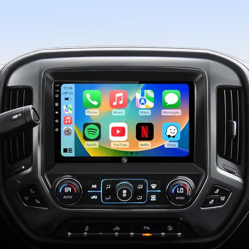 RUICAR 102 Car Radio Stereo for Chevy Silverado 2014 2015 2016 2017 2018 GMC Sierra Replacement Upgrade 5G WiFi 264G Wireless CarplayAndroid AutoGPSBluetoothFM Radio1080P SWC - Image 1