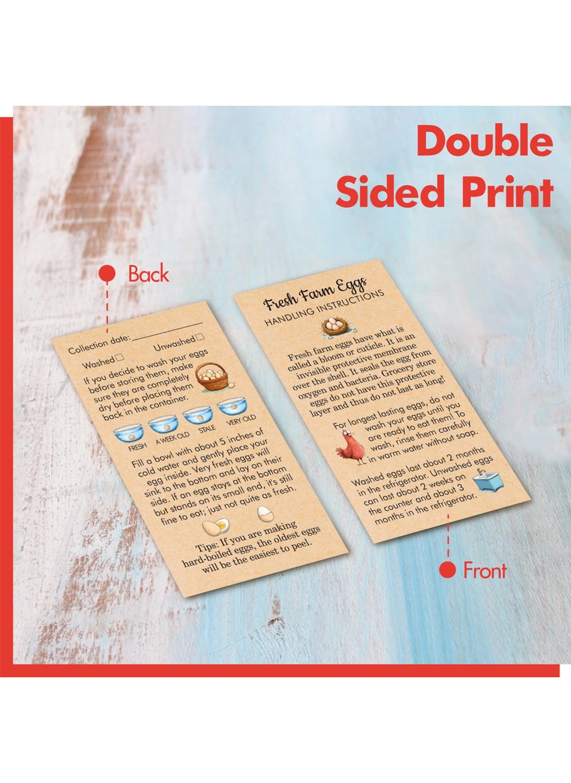 Gethelud 200 PCS Egg Handling Instruction Cards, Double-sided Printing Egg Stamps with Washed/Unwashed Fresh Egg Care Accessories Card Labels for Farm Fresh Eggs (3.5” x 2”)  - Image 3