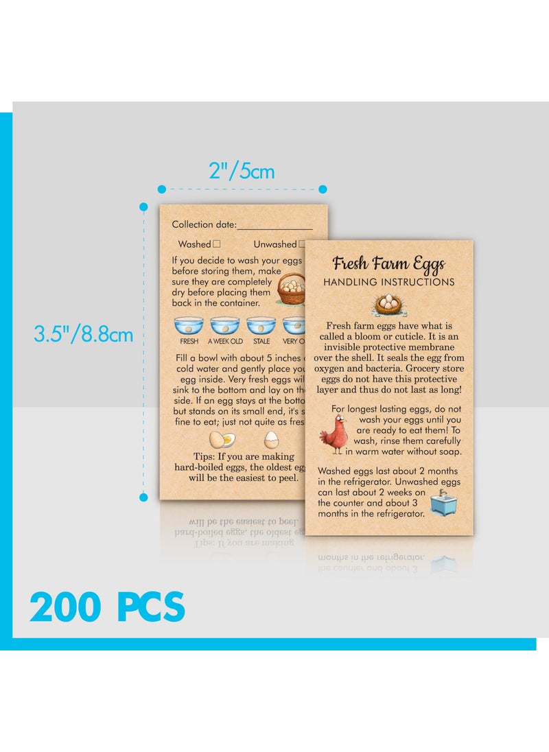 Gethelud 200 PCS Egg Handling Instruction Cards, Double-sided Printing Egg Stamps with Washed/Unwashed Fresh Egg Care Accessories Card Labels for Farm Fresh Eggs (3.5” x 2”)  - Image 2