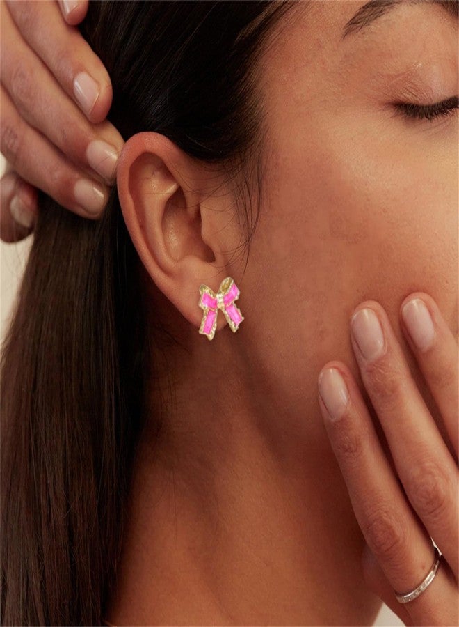 RLHRNDE 8 Pairs Gold Bow Earrings Set for Women Small Classic Bow Stud Earrings Colorful Romantic Ribbon Earrings Dainty Trendy Wedding Party Christmas Jewelry Gifts (Colorful) - Image 4