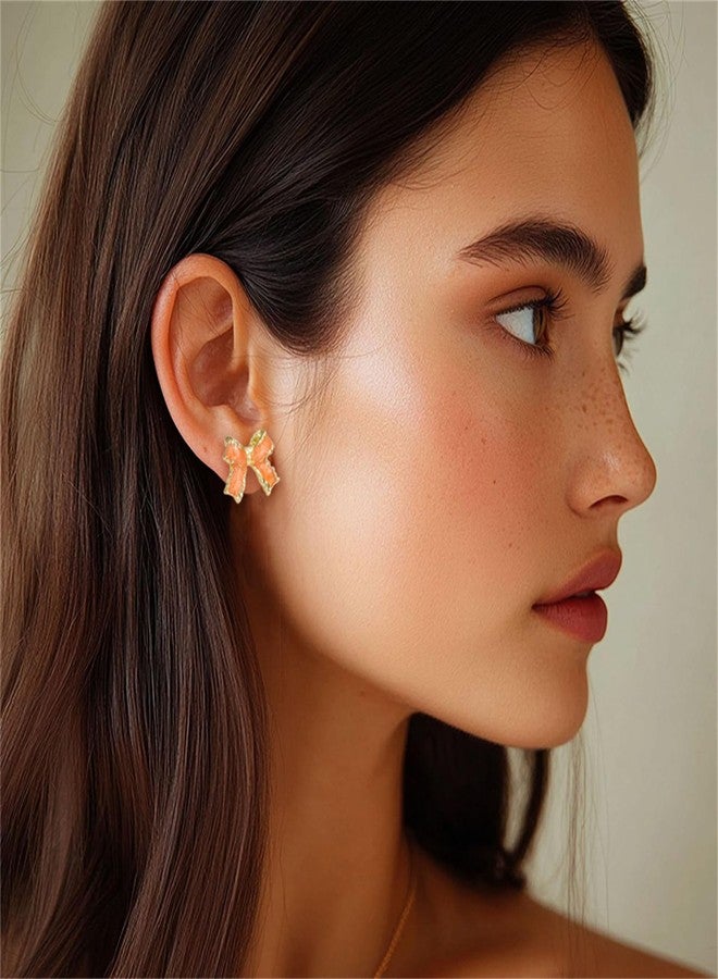 RLHRNDE 8 Pairs Gold Bow Earrings Set for Women Small Classic Bow Stud Earrings Colorful Romantic Ribbon Earrings Dainty Trendy Wedding Party Christmas Jewelry Gifts (Colorful) - Image 3
