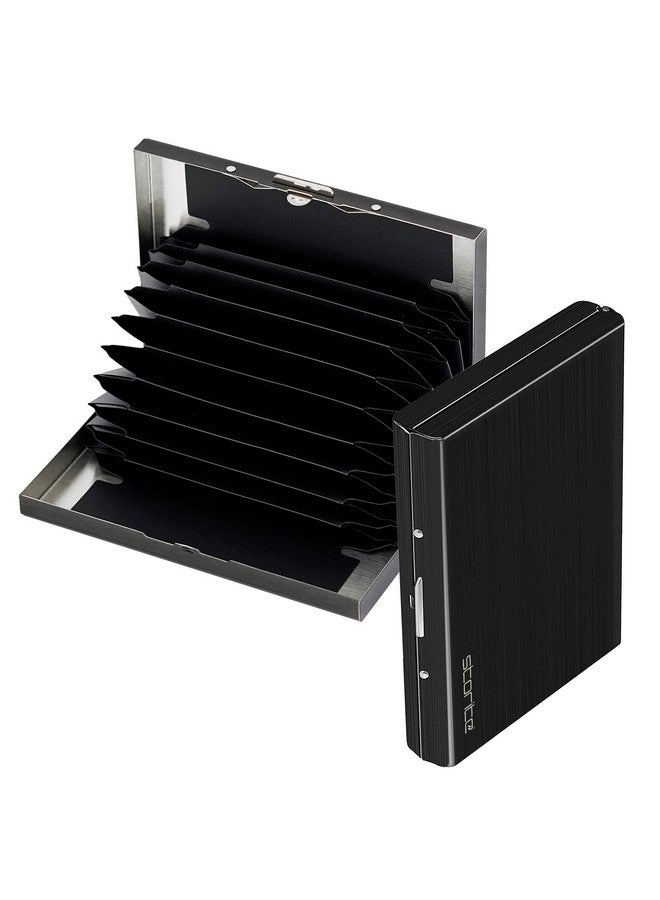 Storite Storite Black 10 Slots RFID Protected Metal Credit Debit ATM Card Holder Case Wallet for Men Women (10cm x 7.5cm x 1.8cm)  - Image 1