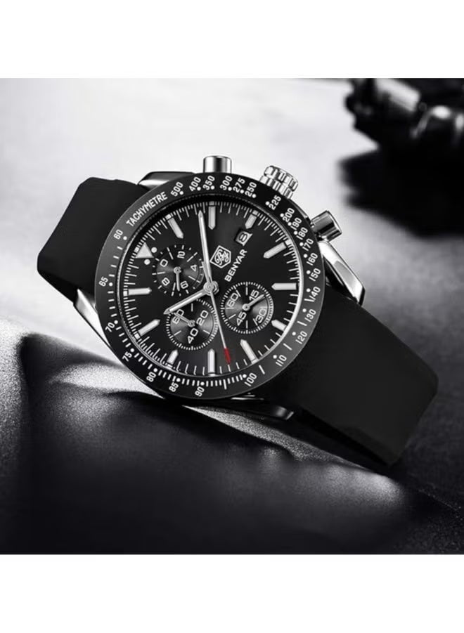 BENYAR Watches for men Waterproof Chronograph Date Watch for Men Rubber Strap Quartz Movement Analog Watch Business Casual Gift for Men Dawn Clock - Image 4