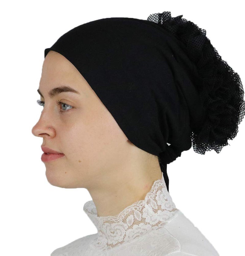 Modefa Islamic Women's Volumizing Non-Slip Cotton Hijab Bonnet Cap Underscarf (Black) - Image 1