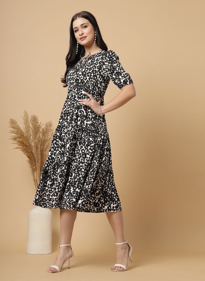 RAASSIO Animal Printed Midi Dress for Women - Image 5