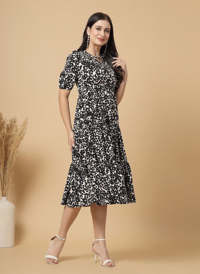 RAASSIO Animal Printed Midi Dress for Women - Image 4