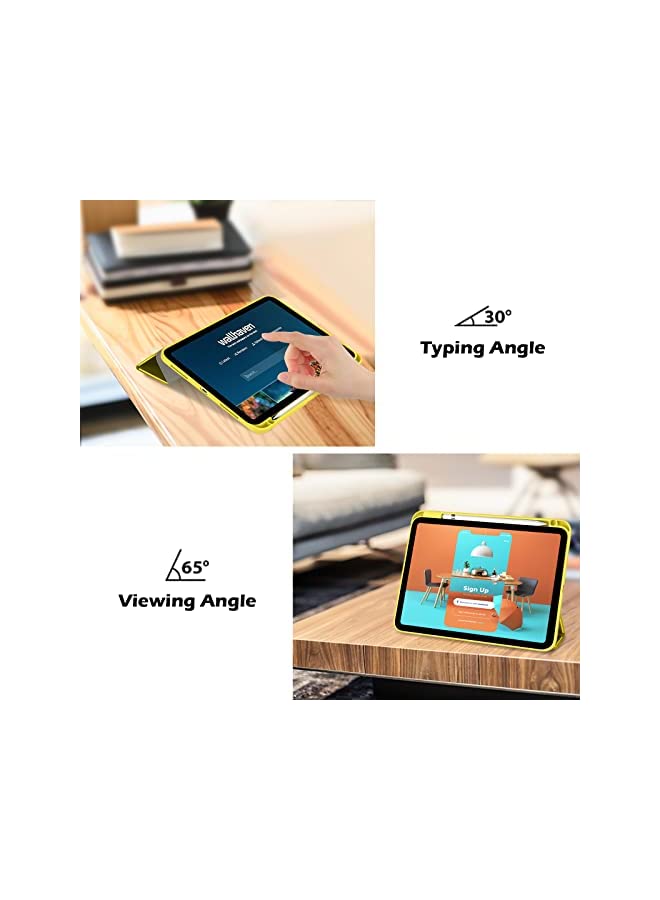 Procases ProCase for iPad 10th Gen Case with Pencil Holder 2022 iPad 10.9 Inch Case, Clear Transparent Back Shell Trifold Protective Cases Shockproof Cover for 2022 iPad 10th Gen A2696 A2757 A2777 -Yellow - Image 5