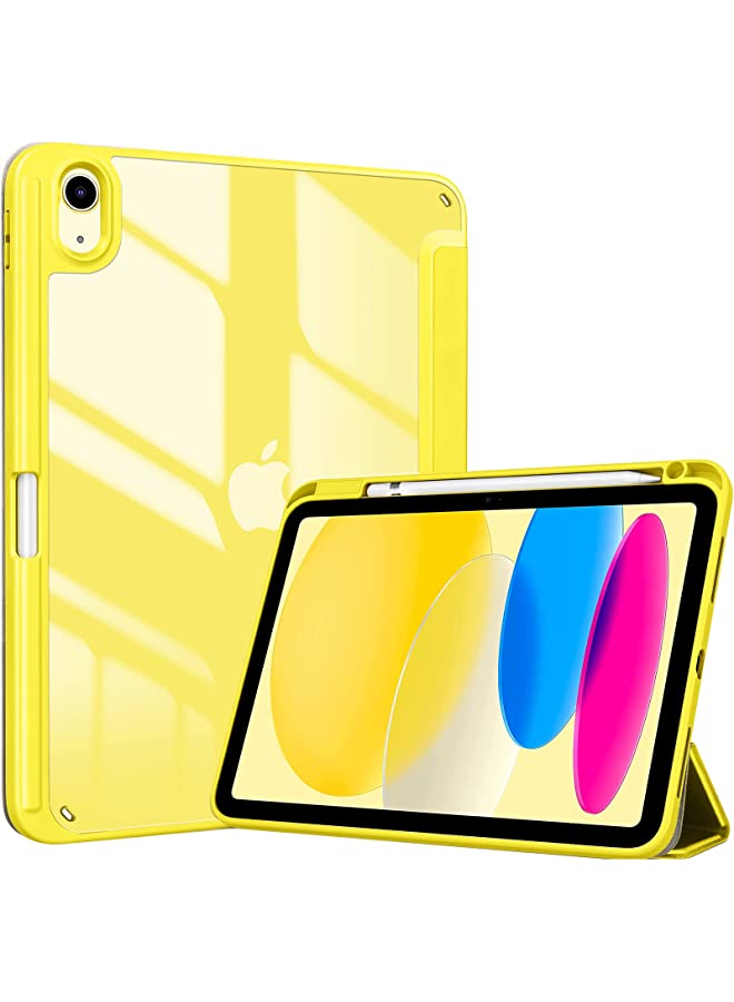 Procases ProCase for iPad 10th Gen Case with Pencil Holder 2022 iPad 10.9 Inch Case, Clear Transparent Back Shell Trifold Protective Cases Shockproof Cover for 2022 iPad 10th Gen A2696 A2757 A2777 -Yellow - Image 1