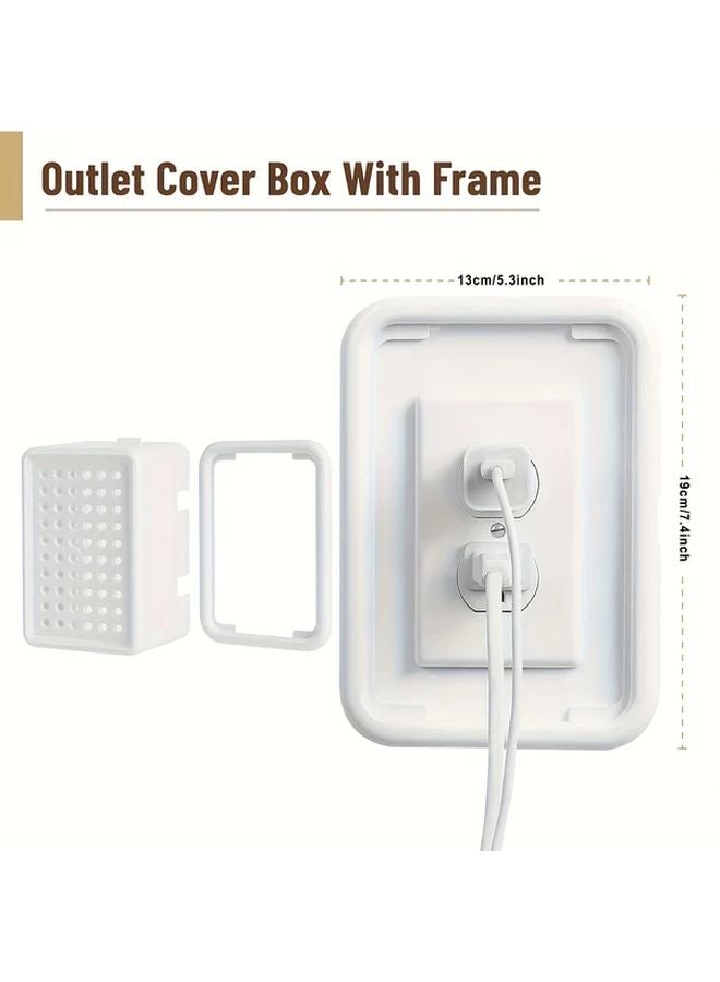 1pc White Plastic Safety Outlet Cover Box Easy Install No Wiring Needed Protects Electrical Outlets - Image 4