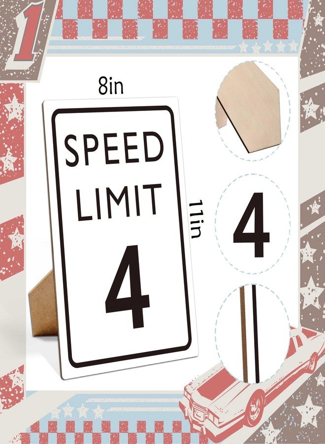 Muruseni Race Car Birthday Decor, Speed Limit Sign, Fast Four, Race Car Birthday Party Decorations, 8×11 Wooden Play Sign with Stand, Let's Go Racing Party Supplies for Boy Race Fans - LP065 - Image 2