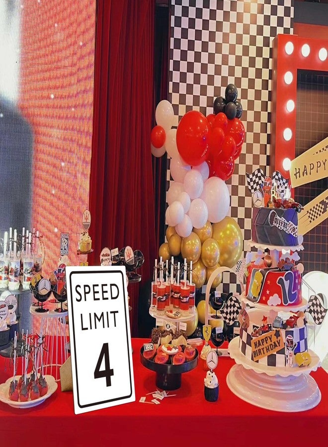Muruseni Race Car Birthday Decor, Speed Limit Sign, Fast Four, Race Car Birthday Party Decorations, 8×11 Wooden Play Sign with Stand, Let's Go Racing Party Supplies for Boy Race Fans - LP065 - Image 4