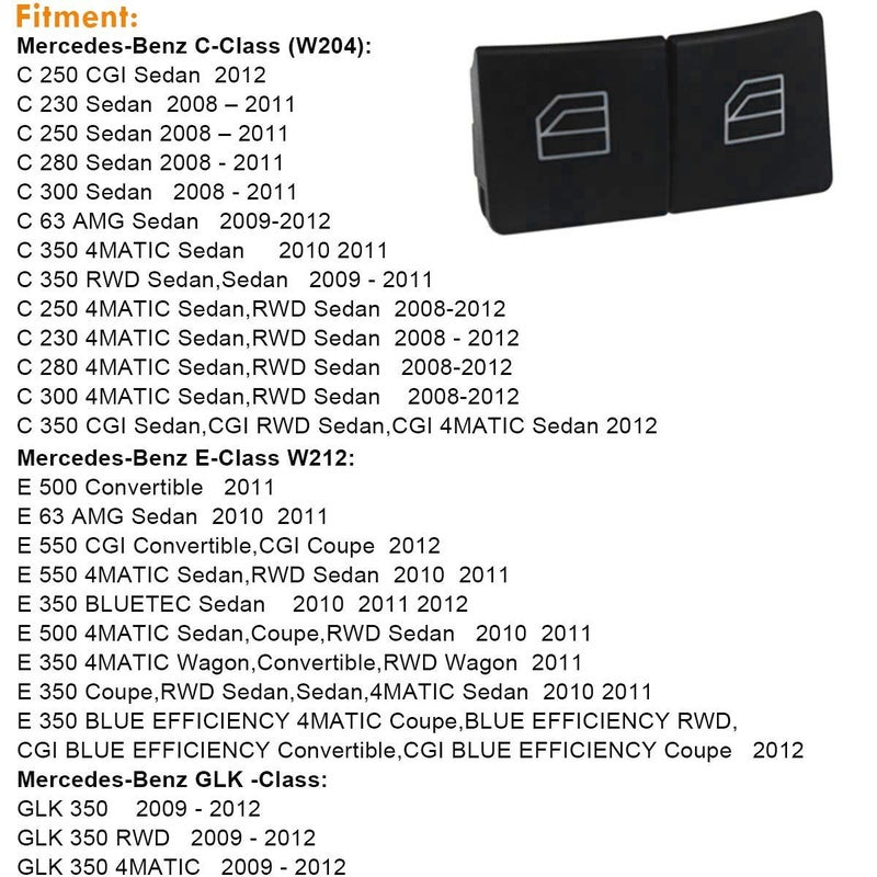 غطاءات أزرار مفاتيح النوافذ لـ Herklotzn W204 W212 C e Classe، غطاءات أزرار إصلاح مفاتيح النوافذ اليسرى واليمينية - Image 3