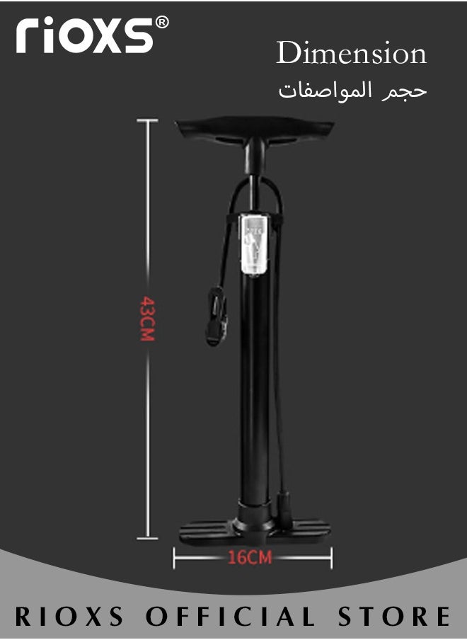 RIOXS Bike Floor Pump,Universal High-pressure Inflatable Tube Pump,Bicycle Tire Pump With 15 Pcs Adapter Nozzle Accessories,Inflator For MTB BMX Tires, Balls, Balloons, Inflatables,Cycling Pumps For Indoor Outdoor Use  - Image 5