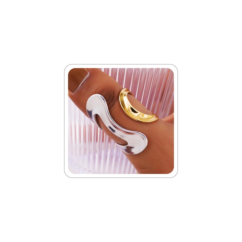 CSIYANJRY99 Gold Rings for Women Non Tarnish Adjustable Thumb Ring for Women Finger Ring Chunky Gold Silver Rings Anillos Para Mujer Stainless Steel New Year Anniversary Birthday Jewelry G-Gold+Silver - Image 1