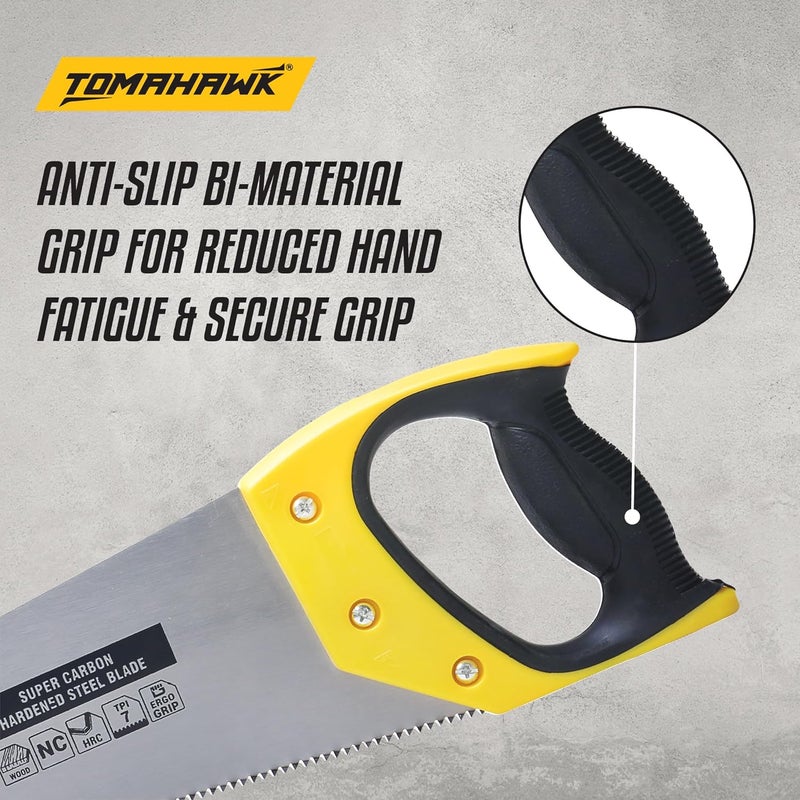 Tomahawk منشار يدوي ثقيل ® | T-738 شفرة حادة بطول 18 بوصة لقطع دقيق | مقبض مريح | مثالي للأعمال الخشبية، مشاريع DIY، والبناء | أداة منشار يدوي متينة وفعالة - Image 5
