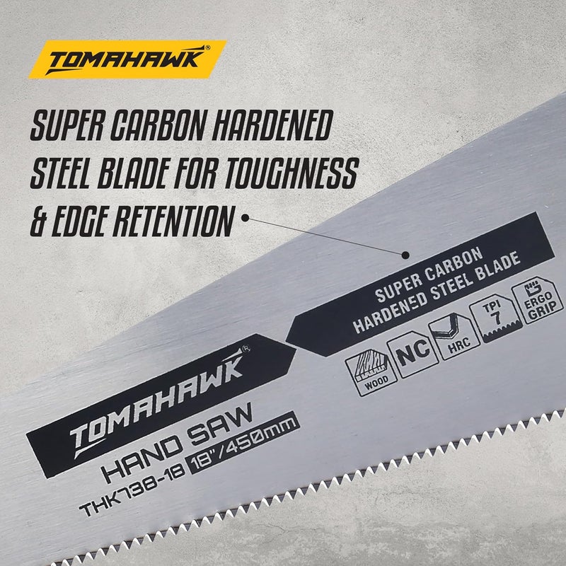 Tomahawk منشار يدوي ثقيل ® | T-738 شفرة حادة بطول 18 بوصة لقطع دقيق | مقبض مريح | مثالي للأعمال الخشبية، مشاريع DIY، والبناء | أداة منشار يدوي متينة وفعالة - Image 4