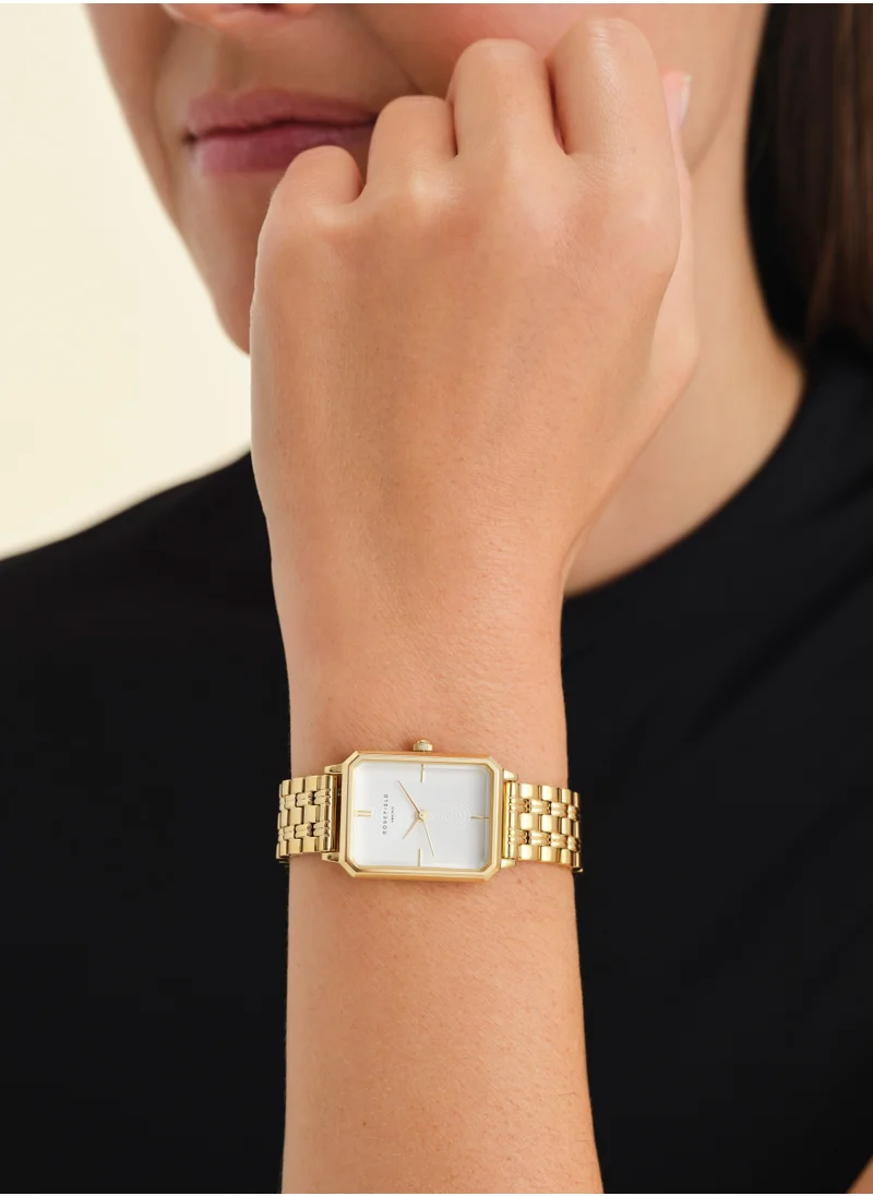 RoseField Rosefield Octagon White Sunray Steel Gold Women Watch - OCWSG-O40