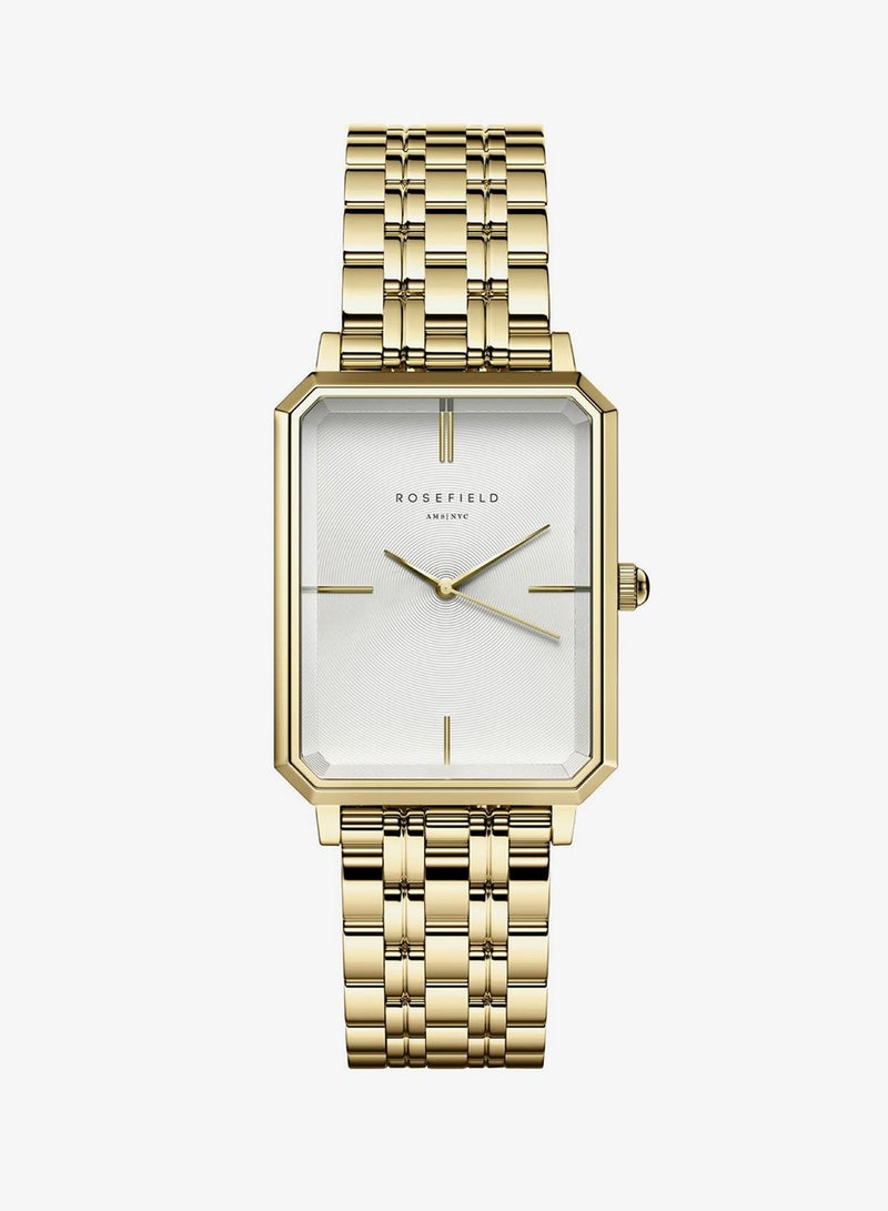 Rosefield Octagon White Sunray Steel Gold Women Watch - OCWSG-O40 - Image 1