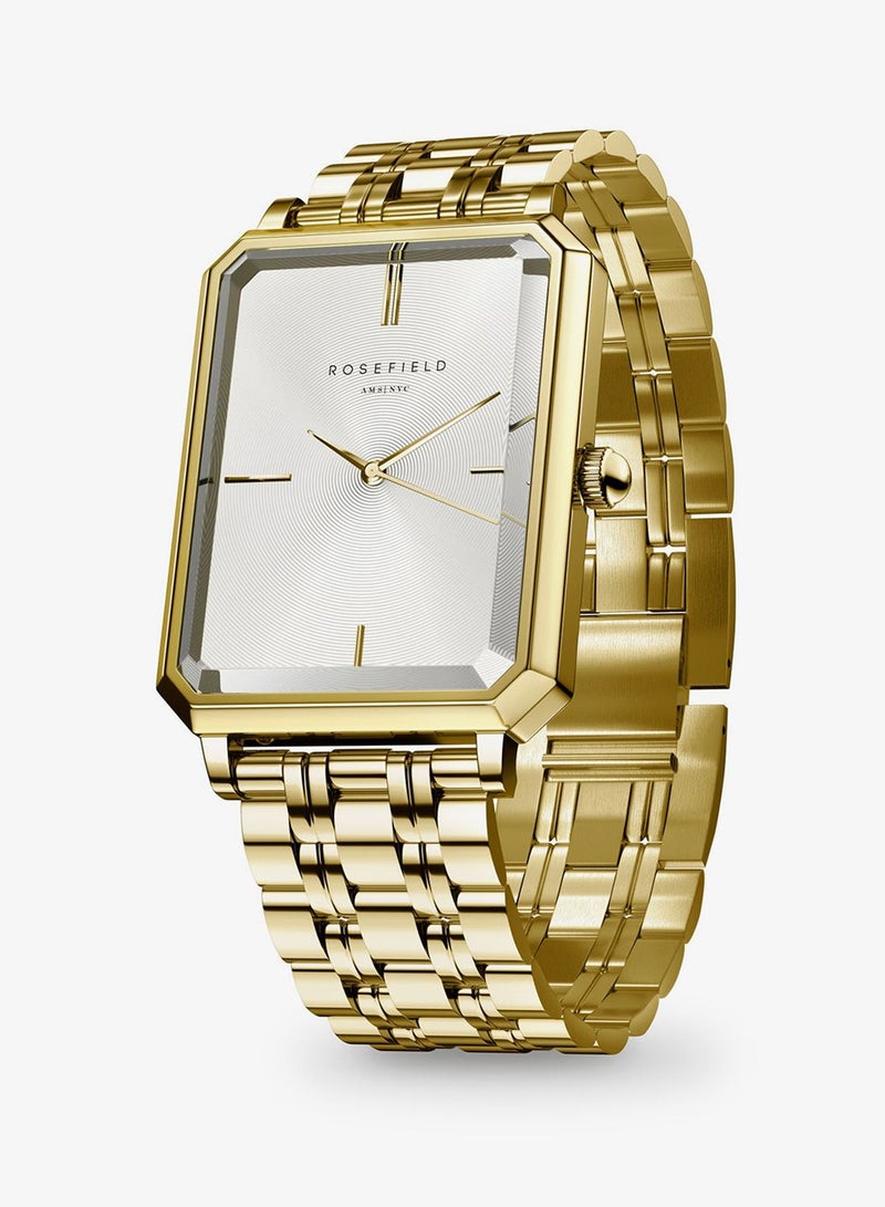 Rosefield Octagon White Sunray Steel Gold Women Watch - OCWSG-O40 - Image 3