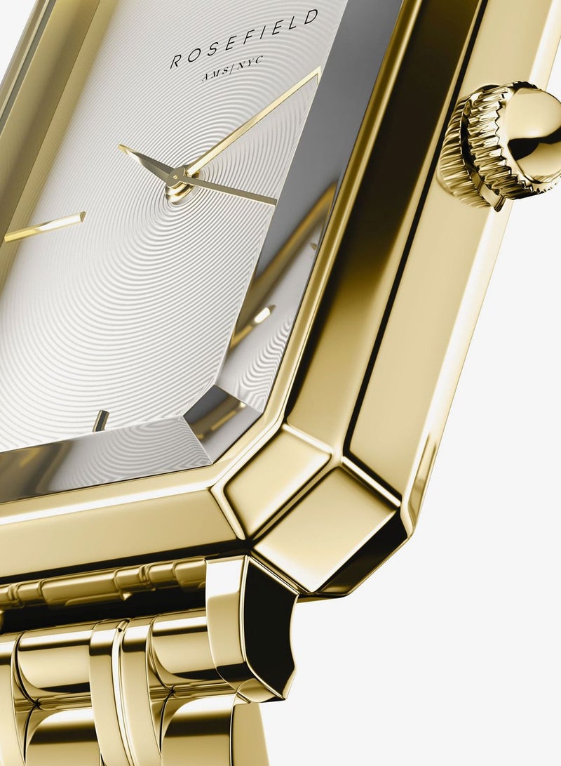 Rosefield Octagon White Sunray Steel Gold Women Watch - OCWSG-O40 - Image 2