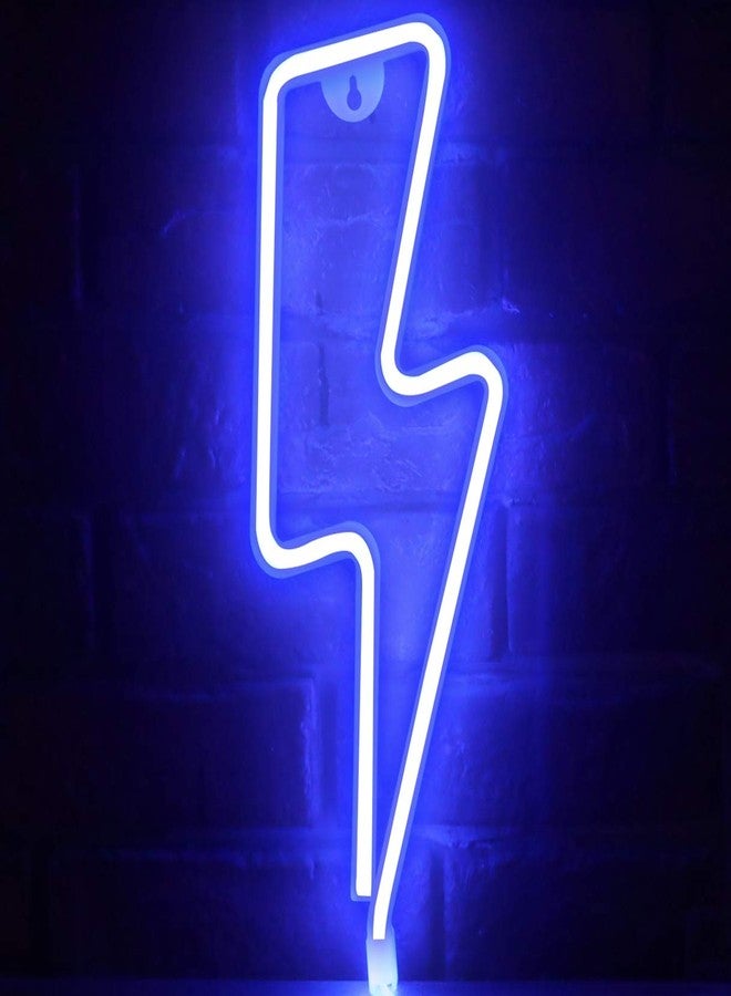 Funpeny LED Neon Decorative Light, Neon Sign Shaped Decor Light, Lightning Shape Indoor Decor for Halloween Decoration Living Room, Birthday Party, Wedding Party (Blue) - Image 1
