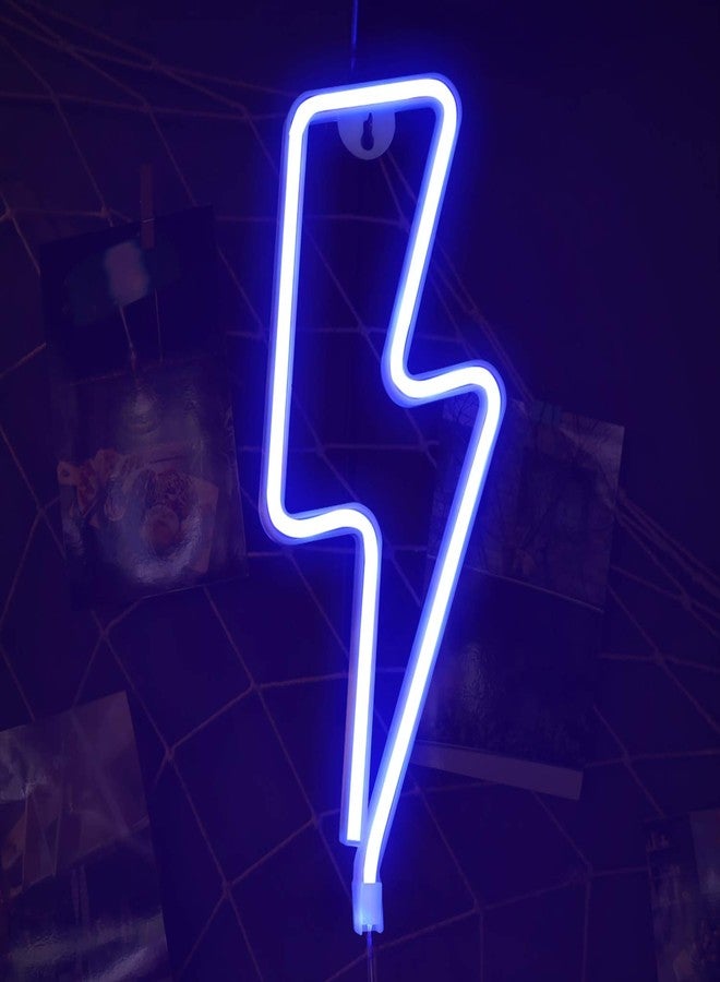 Funpeny LED Neon Decorative Light, Neon Sign Shaped Decor Light, Lightning Shape Indoor Decor for Halloween Decoration Living Room, Birthday Party, Wedding Party (Blue) - Image 2