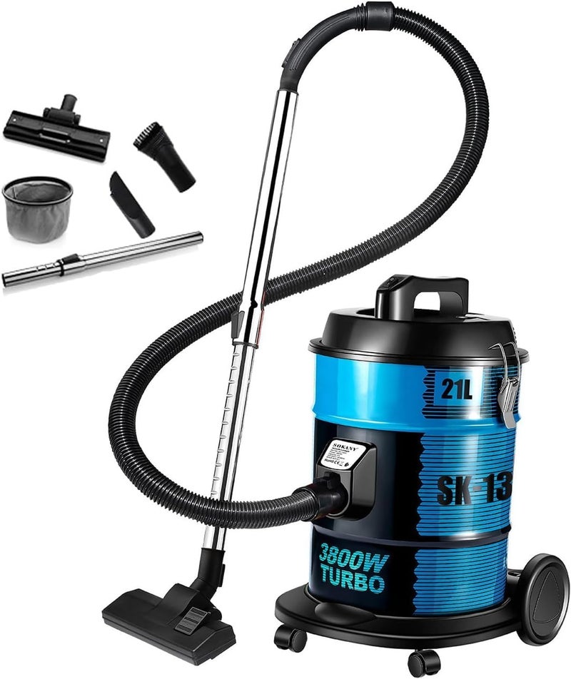 TDOO 3800W Drum Vacuum Cleaner,21L Tank Dust Capacity,Dusting Brush & Crevice Nozzle With Multi Angle Head,Vacuum Cleaner for Home,Office,Garage,Car,Workshop,Pet Hair - Image 1