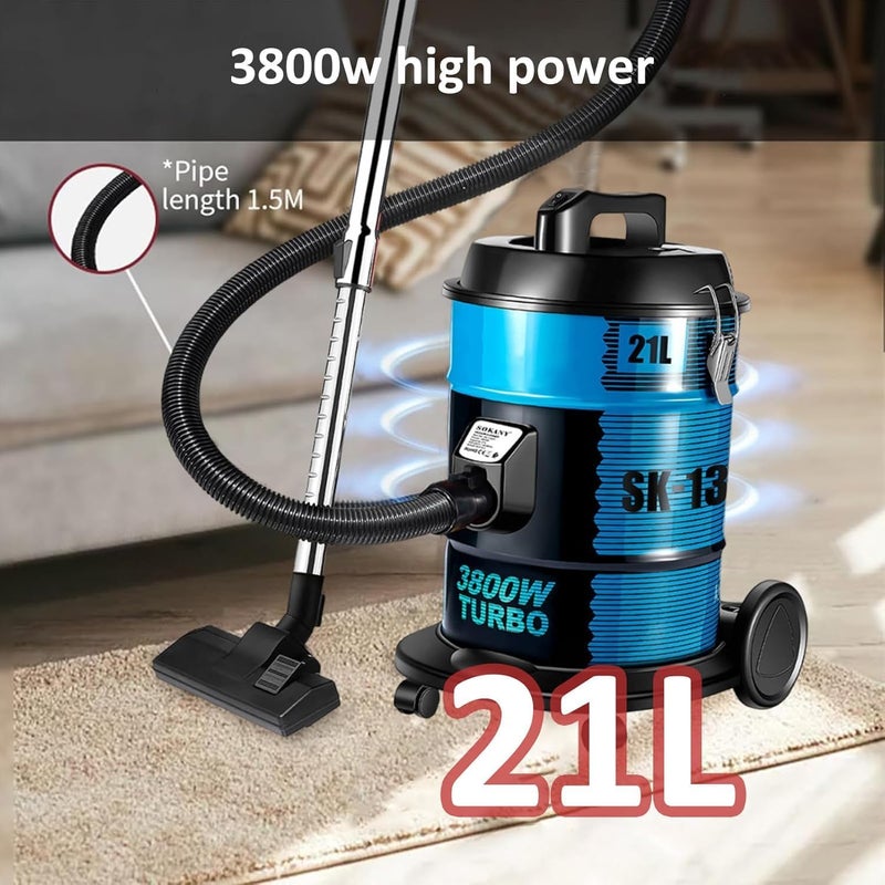 TDOO 3800W Drum Vacuum Cleaner,21L Tank Dust Capacity,Dusting Brush & Crevice Nozzle With Multi Angle Head,Vacuum Cleaner for Home,Office,Garage,Car,Workshop,Pet Hair - Image 4