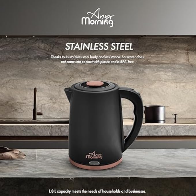 Any Morning Stainless Steel Hot Water Kettle Water Boiler With Auto Shut Off And Boil Dry Protection Cordless Electric Tea Kettle 360 Swivel Base 18 L 61 Oz 1500W - Image 3