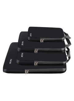 BAGAIL 4 Set/6 Set Compression Packing Cubes Travel Accessories Expandable Packing Organizers(Black ClothPattern 4 Set)