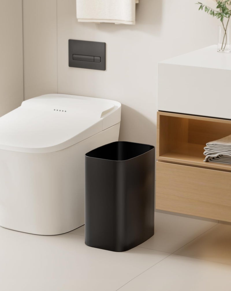 Cesun 3.4 Gallon Bathroom Trash Can, Small Office Garbage Can, Slim Metal Waste Basket for Bedroom, Dorm, Toilet, Near Desk, Under Sink, RV (Black) - Image 2