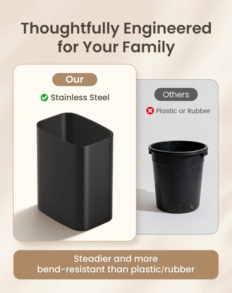 Cesun 3.4 Gallon Bathroom Trash Can, Small Office Garbage Can, Slim Metal Waste Basket for Bedroom, Dorm, Toilet, Near Desk, Under Sink, RV (Black) - Image 5