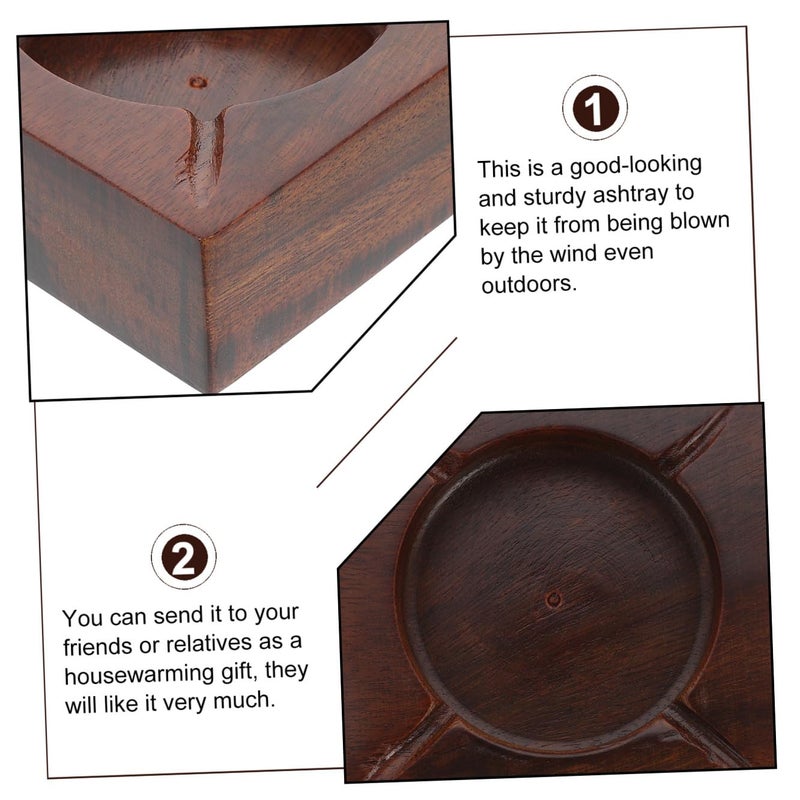 Solid Walnut Wood Ashtray Decorative Anti Drop Ash Container for Home Office Gift - Image 4