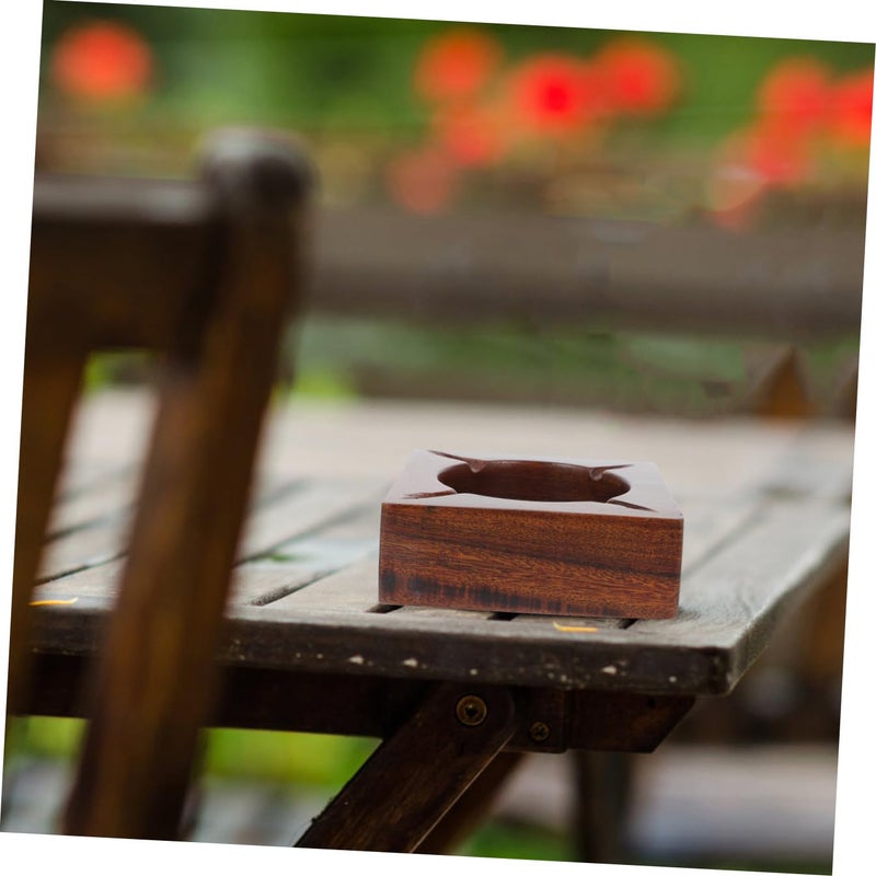 Solid Walnut Wood Ashtray Decorative Anti Drop Ash Container for Home Office Gift - Image 5