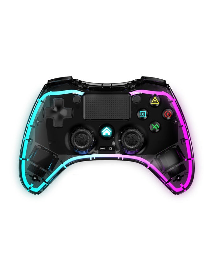 Neutral Ps4 Gamepad Transparent Rgb Dazzling Light Wireless Bluetooth Handle Computer Switch Mobile Phone Gamepad - Image 1