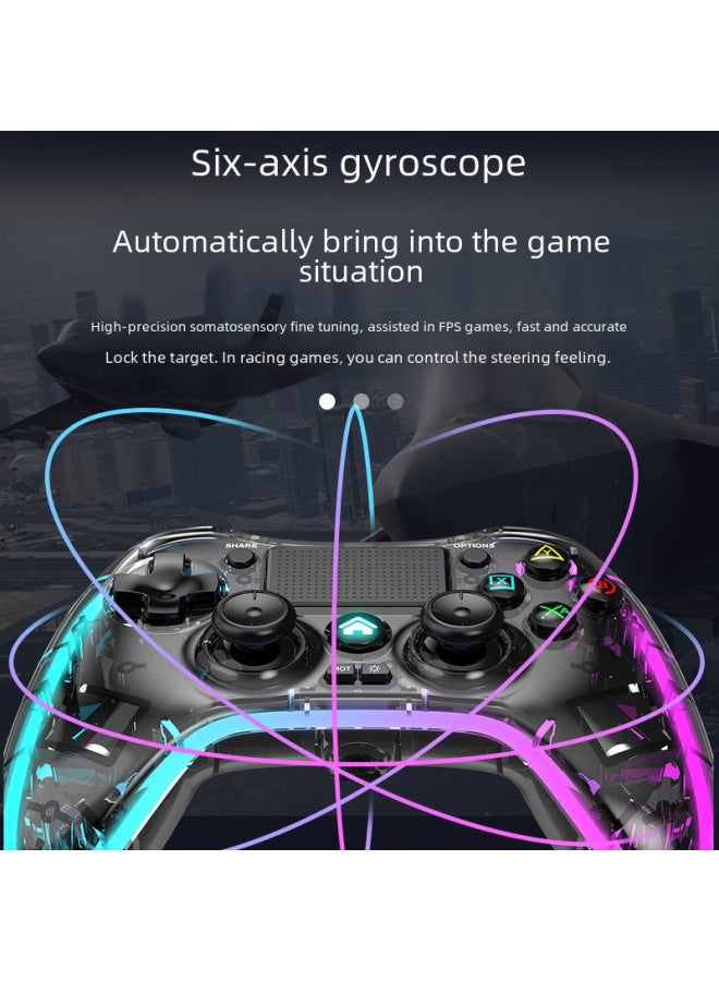 Neutral Ps4 Gamepad Transparent Rgb Dazzling Light Wireless Bluetooth Handle Computer Switch Mobile Phone Gamepad - Image 4