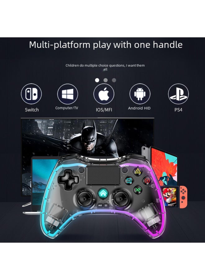 Neutral Ps4 Gamepad Transparent Rgb Dazzling Light Wireless Bluetooth Handle Computer Switch Mobile Phone Gamepad - Image 3