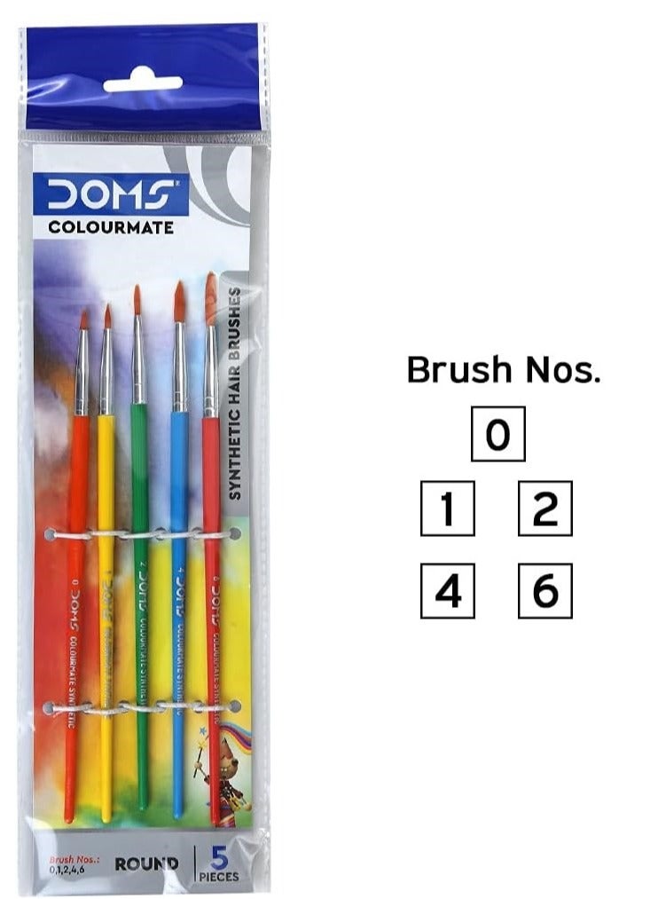 DOMS مجموعة فرش طلاء دائرية صناعية ملونة مكونة من 5 قطع - Image 2