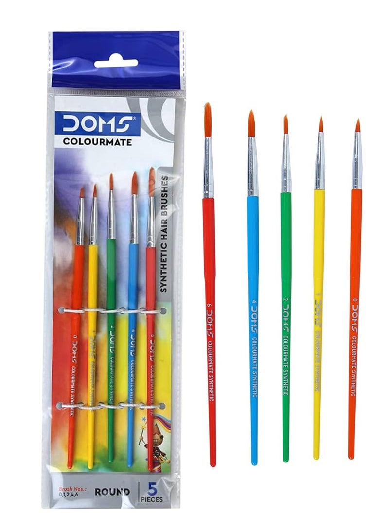 DOMS مجموعة فرش طلاء دائرية صناعية ملونة مكونة من 5 قطع - Image 1