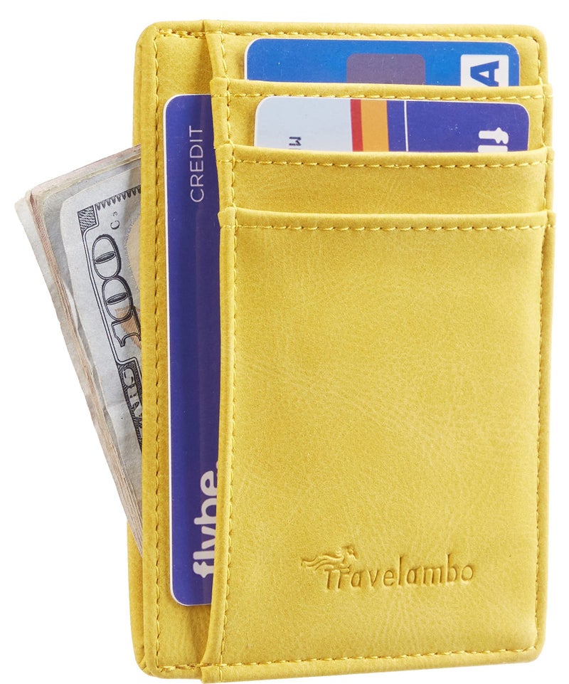 Travelambo Slim Wallet Front Pocket Minimalist Leather RFID Blocking Medium Size - Image 1
